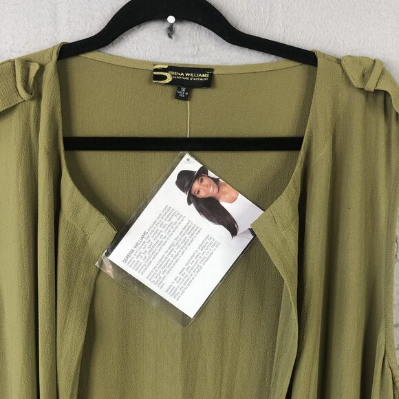 Serena Williams Signature Statement Duster Vest Womens 1X Olive Green Made USA - Picture 15 of 16